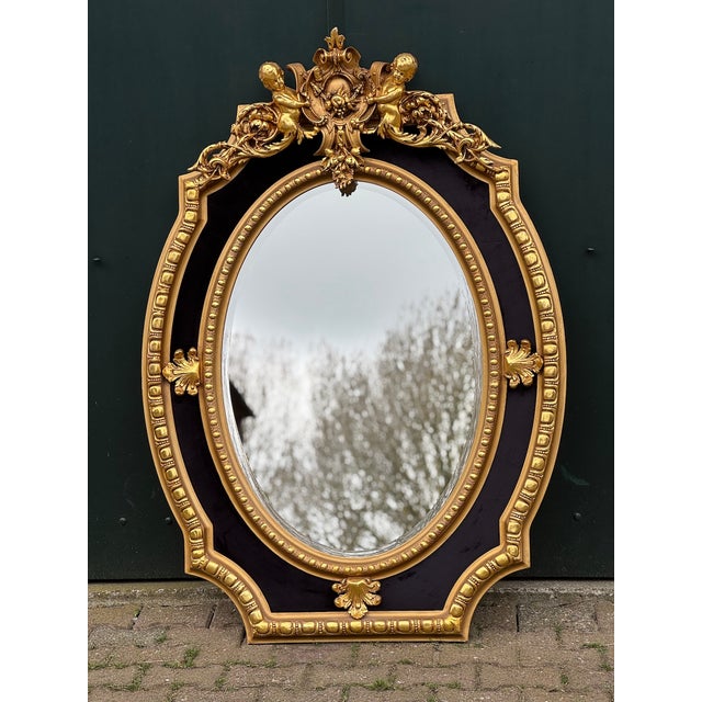 French 1980s French Louis XVI Gold Wood Wall Mirror For Sale - Image 3 of 18