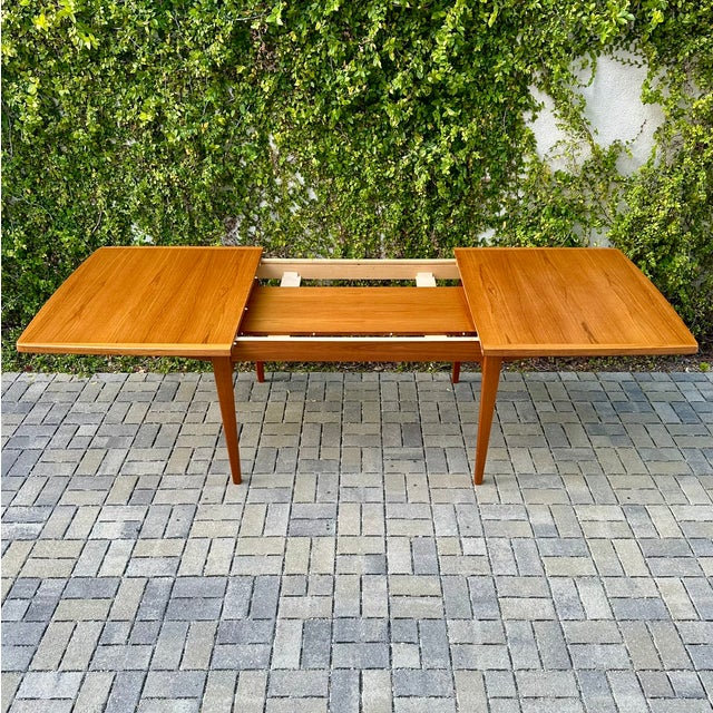 1980s Large Mid Century Danish Modern Teak Extension Dining Table For Sale - Image 9 of 12