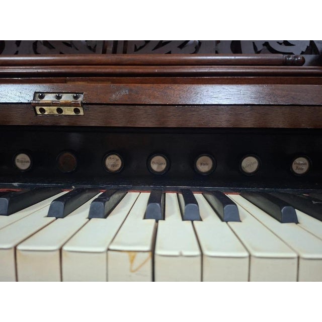 Wood Neo-Gothic Art Harmonium in Carved Walnut For Sale - Image 7 of 12