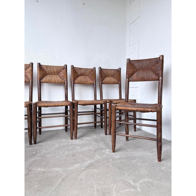 Straw and Oak Chairs from Beauche Perriand, 1950s, Set of 6 For Sale - Image 18 of 18