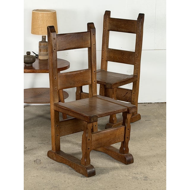 Vintage Dutch Brutalist Oak Dining Chairs, Set of 6 For Sale - Image 6 of 11