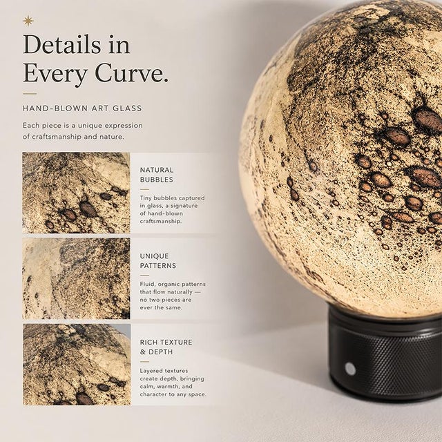 Aloadecor Smoky Grey Hand-Blown Art Glass Globe Table Lamp Cordless Rechargeable Decorative Bedside Lamp With Dimmable Led For Sale In Houston - Image 6 of 11