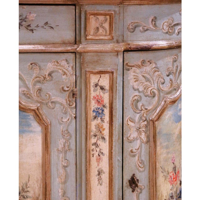 Early 20th C. Venetian Painted Sideboard With Faux Marble Top and Floral Panels For Sale - Image 12 of 18