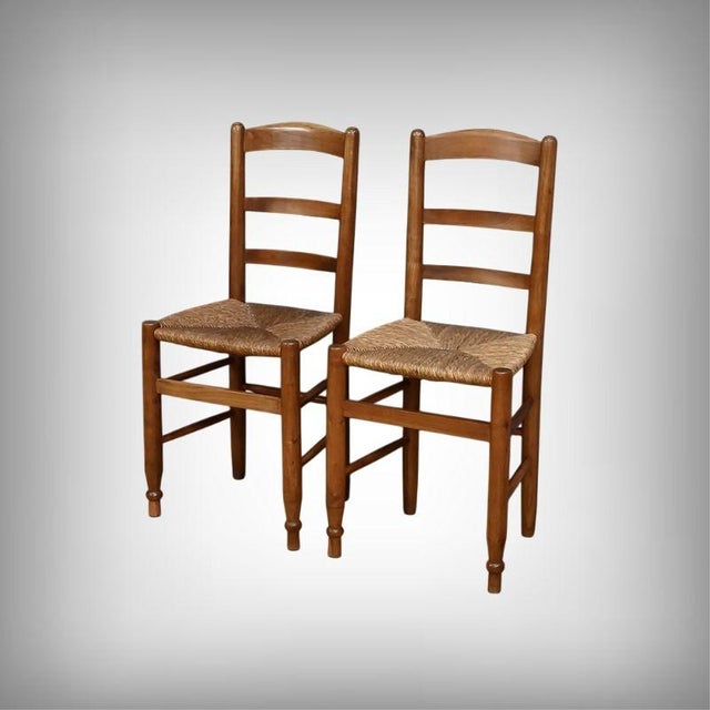 Cherrywood Straw-Seated Chairs Late 19th Century, 1890s, Set of 2 For Sale - Image 15 of 15
