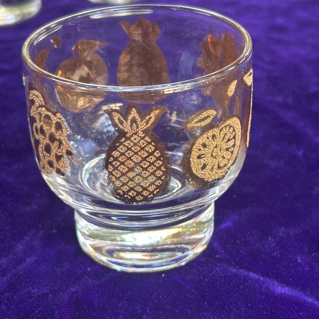 Mid 20th Century Mid-Century Modern Culver Florentine 22k Gold MCM Fruit Lowball Cocktail Glasses Set of 4 For Sale - Image 5 of 9