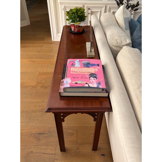 1990s Vintage Councill Craftsmen Mahogany Chippendale Fretwork Console Table For Sale - Image 5 of 11
