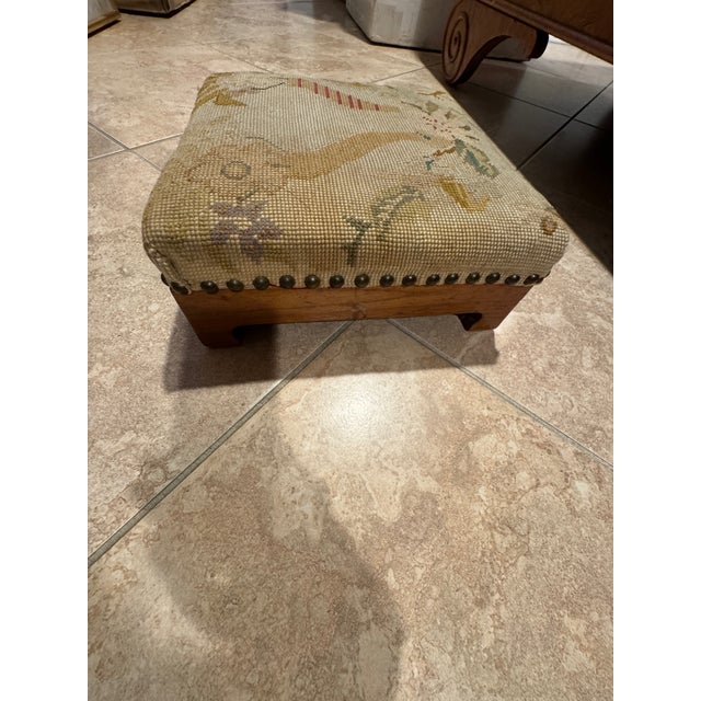 Early 19th Century Classic Charles X Needlepoint Foot Stool For Sale - Image 11 of 11