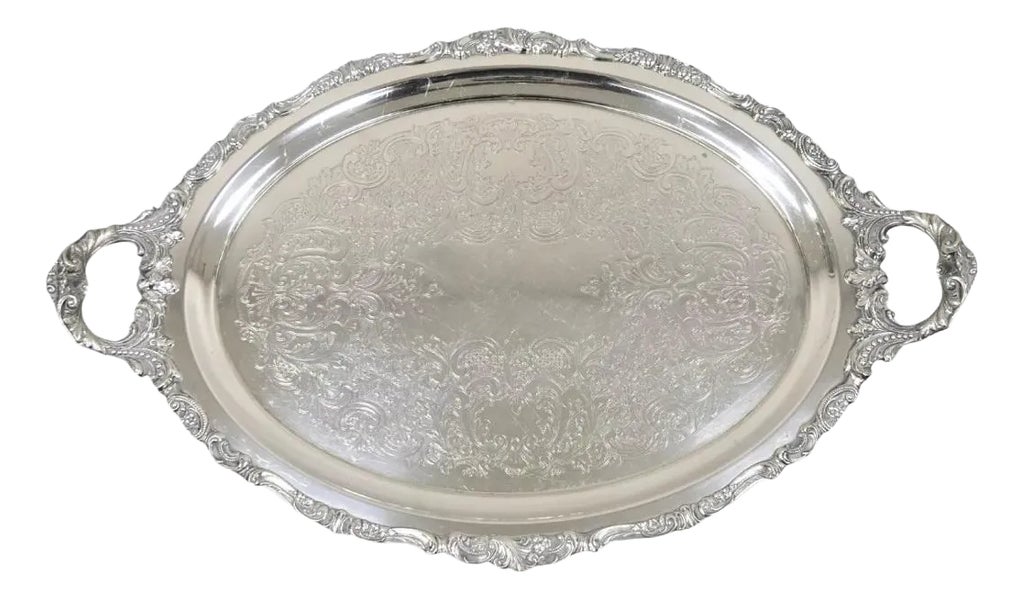 Vintage Baroque by Wallace 294 Oval Silver Plated Serving Platter