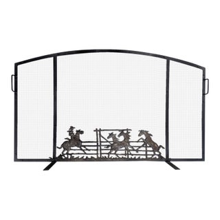 John B. Mortensen Western Motif Fireplace Screen/Fireguard For Sale