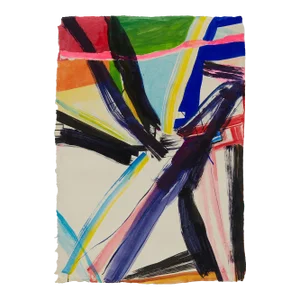 Contemporary Abstract Ink and Acrylic on Wasli Paper Painting "Tango" by Laura Newman