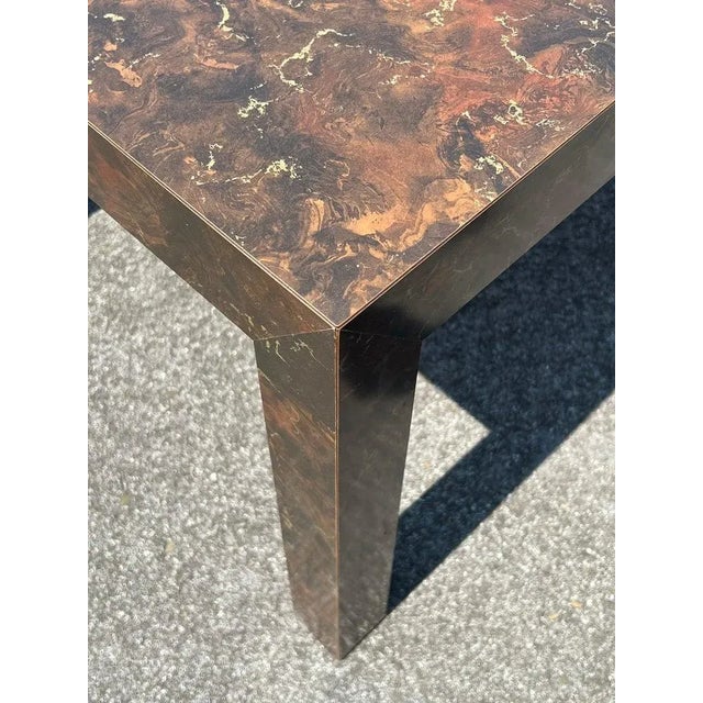Brown Post Modern Laminate Tortoiseshell End Table For Sale - Image 8 of 12