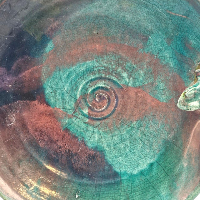 Joy Imai Studio Ceramic Frog Bowl in Iridescent Copper and Green, 11" For Sale - Image 9 of 9