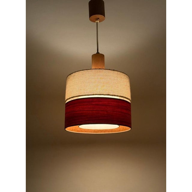 Gold Mid-Century Modern Teak, Chipboard and Wool Pendant Lamp, 1960s For Sale - Image 8 of 10