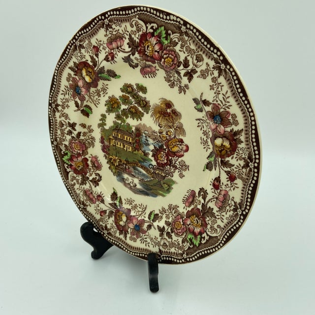 Ceramic Vintage Royal Staffordshire "Tonquin" Mulitcolor Salad Plates by Clarice Cliff – Pair For Sale - Image 7 of 12