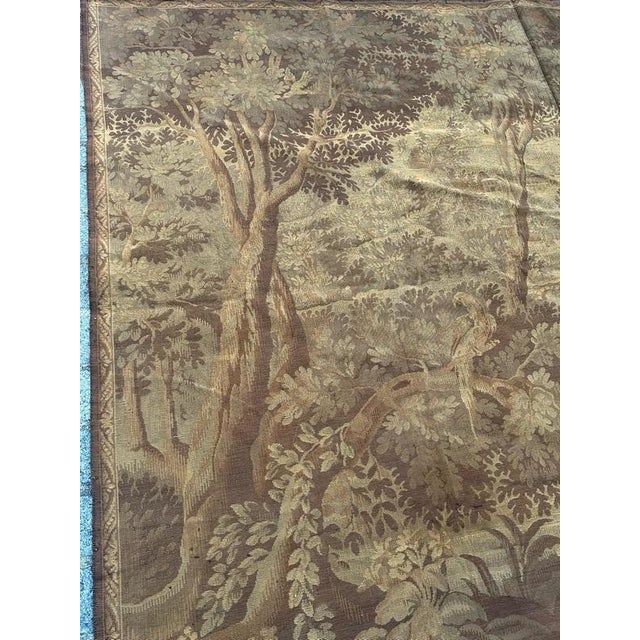Mid-Century Modern Mid-Century French Aubusson Jacquard Halluin Verdure Mallard Tapestry, 1940s For Sale - Image 3 of 18