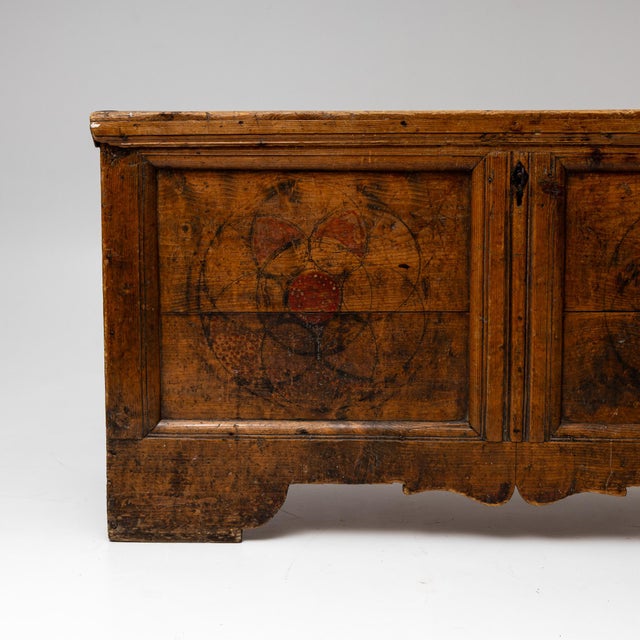 Brown Baroque Painted Flat-Lid Chest, 1700s For Sale - Image 8 of 11