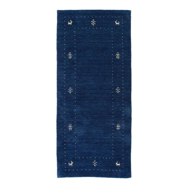 Fine Hand Knotted Persian Gabbeh Design Runner For Sale