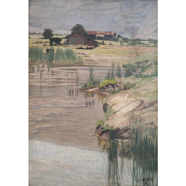 Joseph Mégard, Ferme et marais au pied du Salève, Oil on Canvas, Framed For Sale - Image 11 of 11