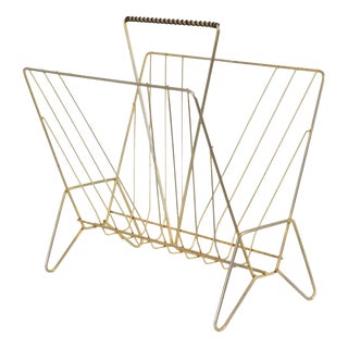 Vintage Wire Metal Magazine Rack, 1960s For Sale