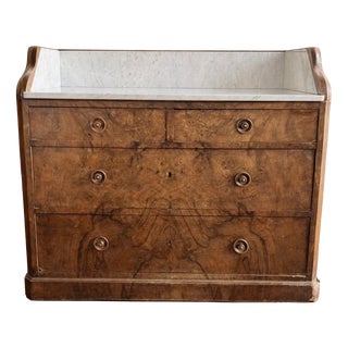 Vintage Chest of Drawers in Walnut with Marble Top, 1930s For Sale