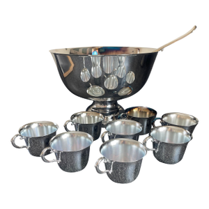 1990s Silver-Plated Punch Bowl Set