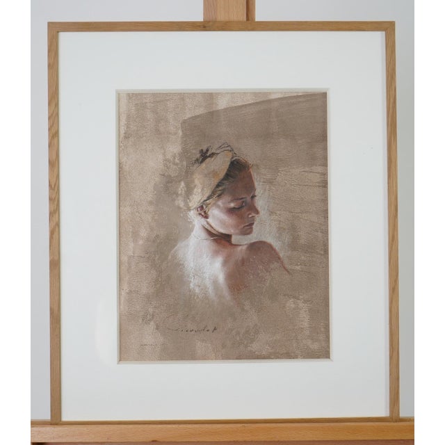 Nathalie Picoulet, Femme Au Bandeau 1 Pastel Portrait, 2000s, Pastel & Oak & Paper, Framed For Sale - Image 6 of 6