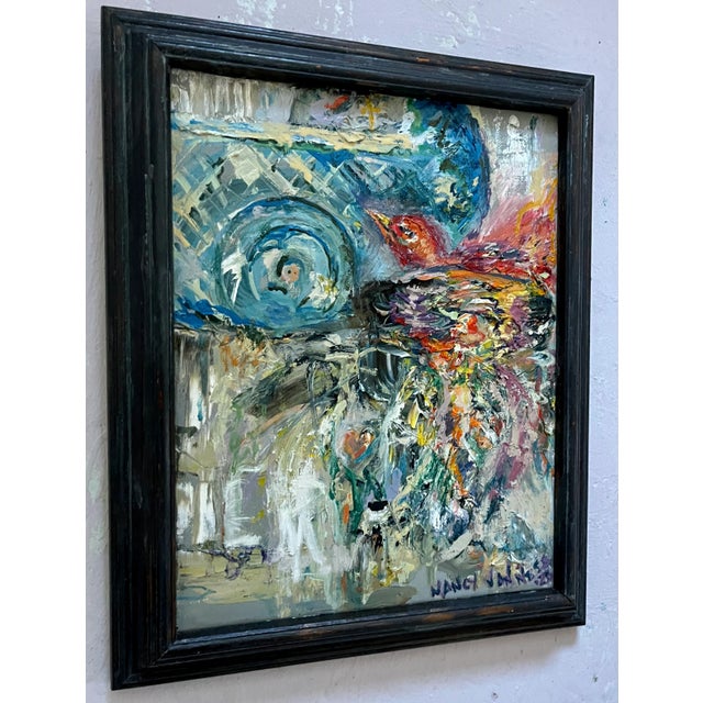 "Bird on Its Ladder", Framed, Oil Painting, Aviary Art For Sale - Image 4 of 9