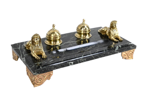 Vintage Inkwell in Bronze and Marble