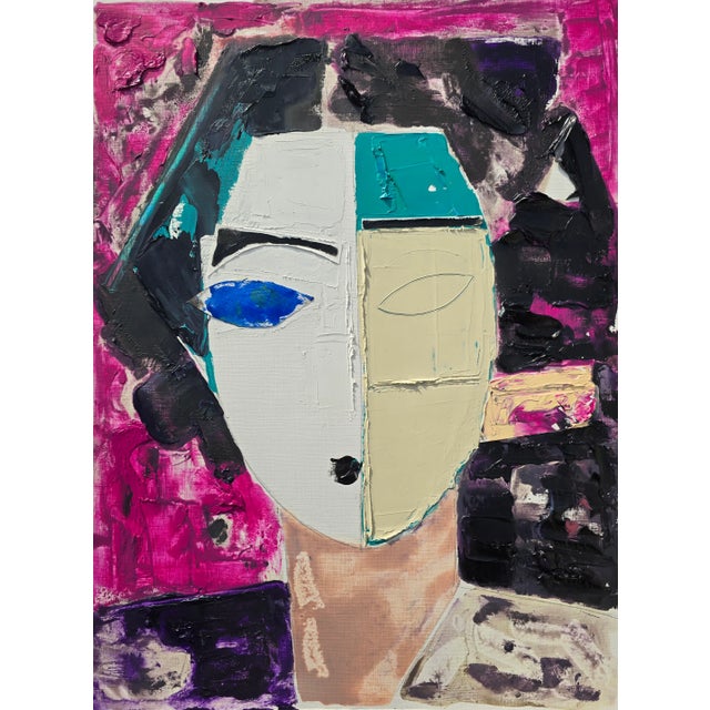 Pablo Picasso Shadow Box Framed Original Oil Painting Female Portrait / Pablo Picasso For Sale - Image 4 of 13