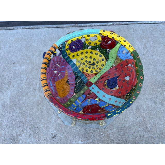 Post Modern Glazed Ceramic Bowl For Sale - Image 4 of 18