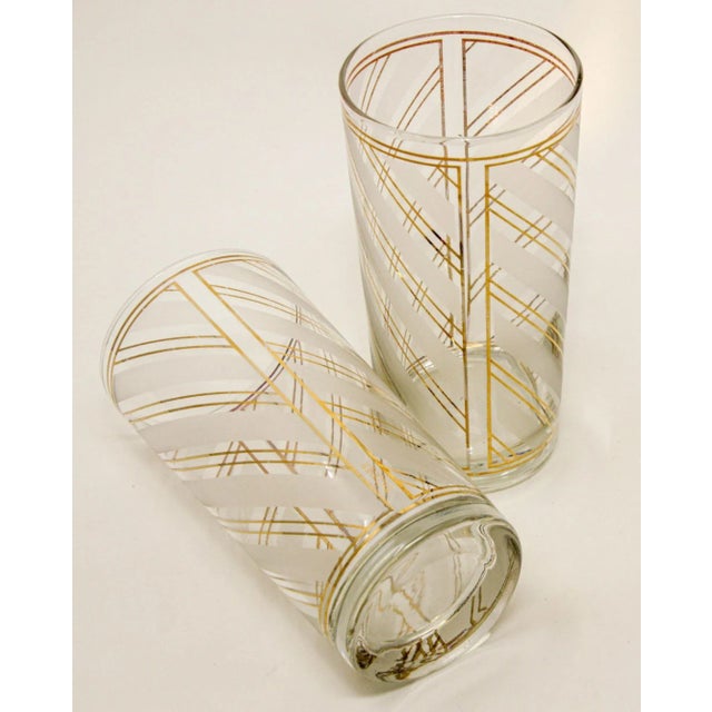 Vintage Art Deco Culver Gold Striped Set of 2 High Ball Tumblers For Sale - Image 9 of 13