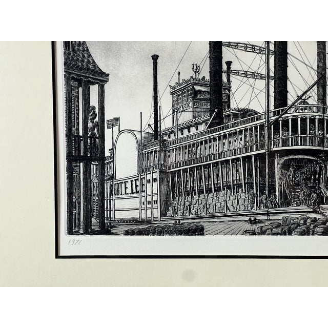 Traditional 1980s Framed Etching “Steamboat Robert E. Lee” by Alan Jay Gaines For Sale - Image 3 of 8