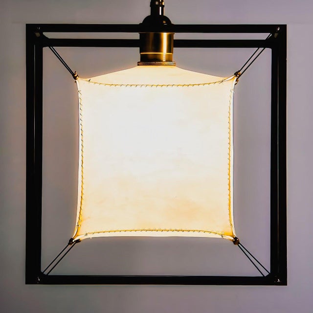 Lightmass P1 Sheepskin Pendant Light, Cube Hanging Lamp For Sale - Image 4 of 9