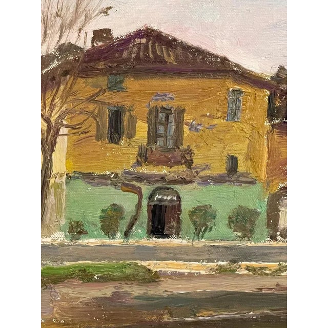 Pietro Virgilio Lietti, Figures Along the Canal, 20th Century, Oil Painting on Panel, Framed For Sale - Image 6 of 9