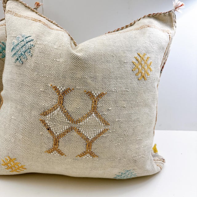 Moroccan Moroccan Sabra Cactus Silk Pillow Cover - A Pair For Sale - Image 3 of 4