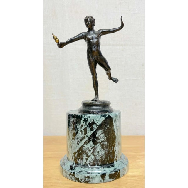 Late 19th Century Late 19th Century Diminutive Grand Tour Bronze 'Balancing Faun' on Marble Pedestal - A Pair For Sale - Image 5 of 13