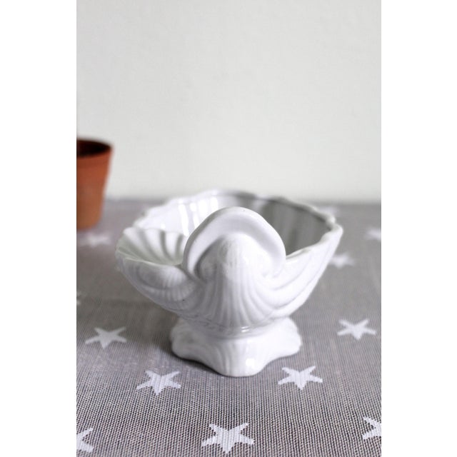 Ceramic Ceramic shell dish - white ceramic - ceramic shell - shell soap dish - white bowl - clam shell - shell statue - shell gift - ocean decor For Sale - Image 7 of 8