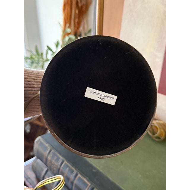 Gold 1990s Currey and Company Table Lamps Gold Leaf Palm Detail 32 Inch Tall - a Pair For Sale - Image 8 of 12