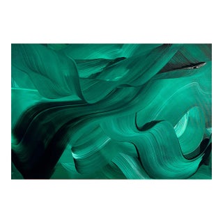 Contemporary Abstract Acrylic on Canvas Painting "Green Velvet" by Nikolaos Schizas For Sale