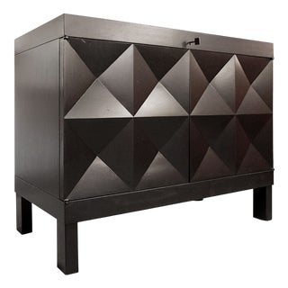 Mid Century Modern Black Sideboard with Op-Art Doors by J. Batenburg for Mi, Belgium, 1969 For Sale
