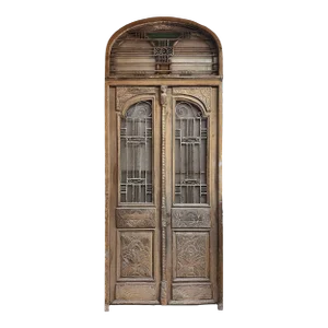 Antique Entry Doors - Carved Wood and Wrought Iron
