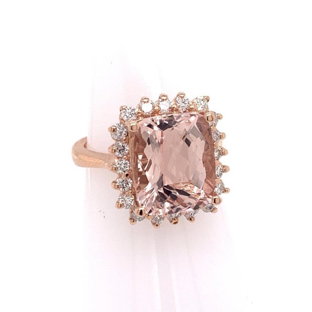 Tourmaline Rubellite Diamond Ring 14k Rose Gold 7.45 TCW Certified, Size 6.5 For Sale - Image 15 of 17