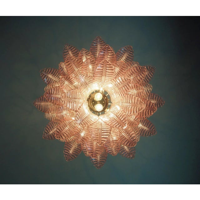 Pink Italian Murano Three-Tier Pink Felci Glass Chandelier- 48 Glasses For Sale - Image 8 of 10