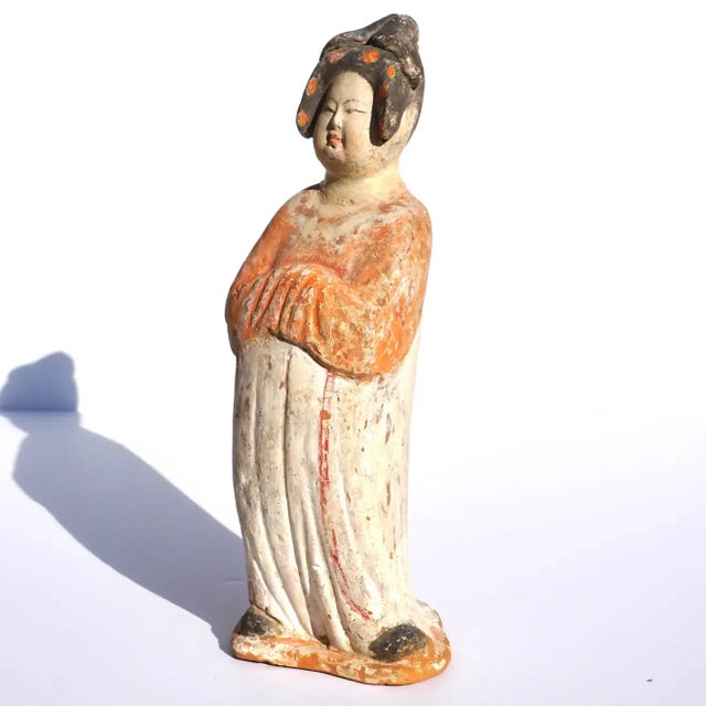 Antique Tang Dynasty Fat Lady Pottery Figure For Sale - Image 4 of 10