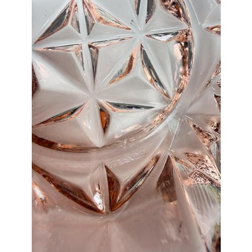 Vintage French Peach-Pink Diamond-Cut Glass Ashtray, 1950s For Sale - Image 16 of 18