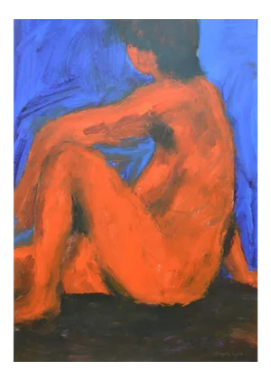 Angela Lyle "Neon Nude" Mixed Media Painting on Paper 2001