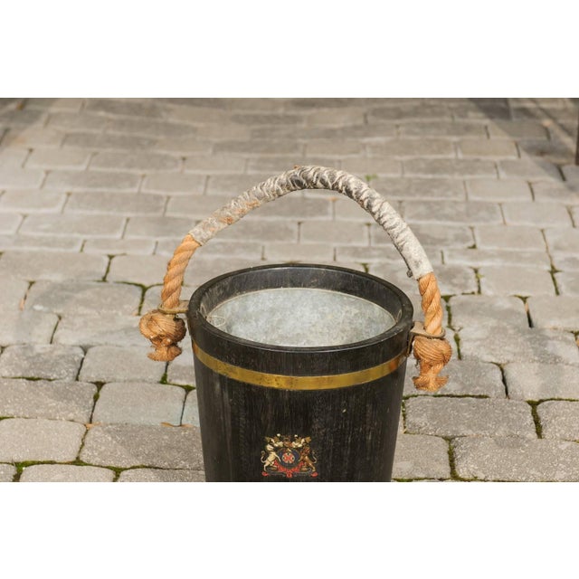 Late 19th Century English Oak Champaign Bucket with Coat of Arms For Sale - Image 4 of 8