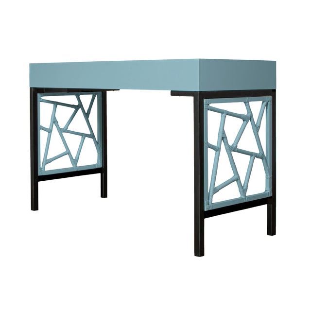 Tiffany Writing Desk - Pool Blue For Sale In West Palm - Image 6 of 9