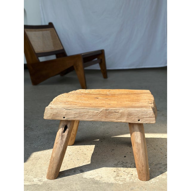 Small Side Table or Stool in Four-Legged Blond Teak For Sale - Image 15 of 18
