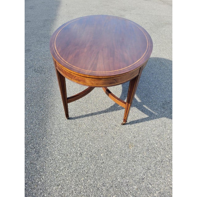 Brown English 19th Century Mahogany Inly Oval Conference Table/ Center Table/ Desk Table. For Sale - Image 8 of 16